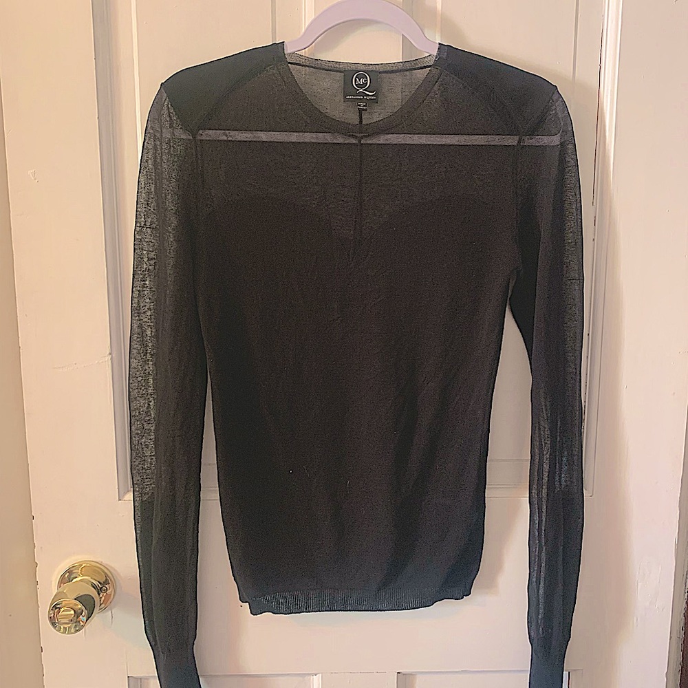 Alexander McQueen sheer black mesh blouse